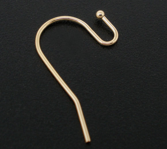 200 (100 pairs) rose gold plated earring blanks, Wire Fish Hook with Ball, French Hook, fin0595