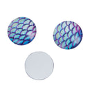 10 MERMAID Fish Scales Glass Dome Cabochons, Purple Blue Green, Round Glass Dome Seals Cabochons, 12mm  (about 1/2" diameter)  cab0511