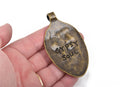 GYPSY SOUL Spoon Bowl Pendant, Bronze with stamped letters, hammered metal, 3" long chb0456