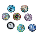 10 CHAKRA OM Meditation Glass Dome Cabochons, Mixed Designs, Round Glass Dome Seals Cabochons, 25mm  (1" diameter) cab0480