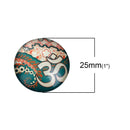 10 CHAKRA OM Meditation Glass Dome Cabochons, Mixed Designs, Round Glass Dome Seals Cabochons, 25mm  (1" diameter) cab0480