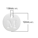 10 Letter M Alphabet Charms Silver Plated Monogram, double sided round disc letter charms, dot charms, 12mm, (1/2") chs2551