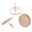 10 Rose Gold Metal POST Earrings for Cabochons (5 pairs), bezel tray fits round 18mm cabochons, fin0597