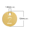 10 Letter Z Alphabet Charms Gold Plated Monogram, double sided round disc letter charms, dot charms, 12mm, (1/2") chg0469