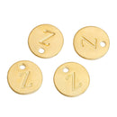 10 Letter Z Alphabet Charms Gold Plated Monogram, double sided round disc letter charms, dot charms, 12mm, (1/2") chg0469