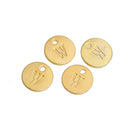 10 Letter W Alphabet Charms Gold Plated Monogram, double sided round disc letter charms, dot charms, 12mm, (1/2") chg0473