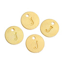 10 Letter J Alphabet Charms Gold Plated Monogram, double sided round disc letter charms, dot charms, 12mm, (1/2") chg0457