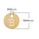 10 Letter B Alphabet Charms Gold Plated Monogram, double sided round disc letter charms, dot charms, 12mm, (1/2") chg0464