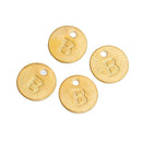 10 Letter B Alphabet Charms Gold Plated Monogram, double sided round disc letter charms, dot charms, 12mm, (1/2") chg0464