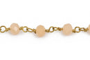 10 yards (30+ feet) PASTEL PEACH Crystal Rondelle Rosary Bead Chain, gold double wrapped wire, 6mm faceted rondelle glass beads, fch0524b