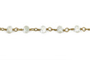 10 yards MINT GREEN AB Crystal Rondelle Rosary Bead Chain, gold double wrapped wire, 6mm faceted rondelle glass beads, fch0525B