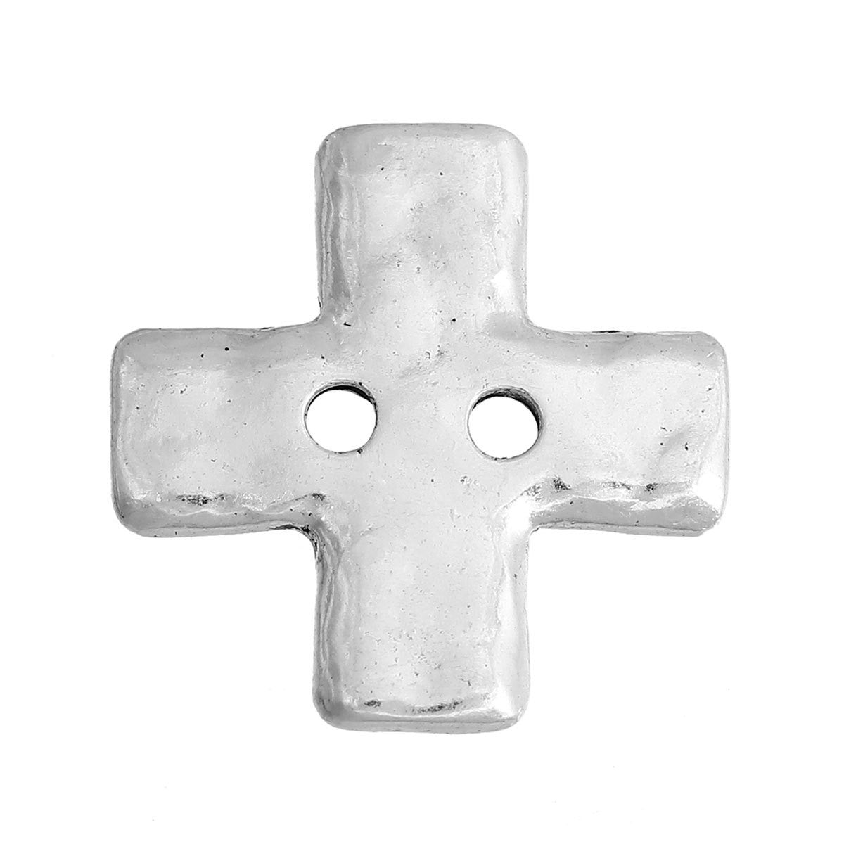 10 Hammered Silver Metal MALTESE CROSS Buttons, Sew Through Buttons fo