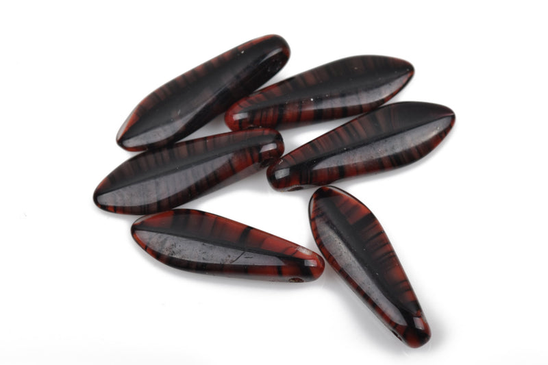 25 TORTOISE SHELL Dagger Czech Glass Beads, 18mm, bgl1587