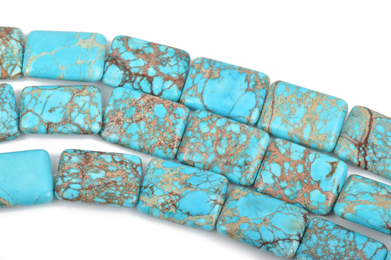 26x18mm Turquoise Blue VARISCITE Beads, Smooth RECTANGLE Gemstone Beads, full strand, 16 beads per strand, gms0040