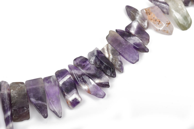 Natural DOGTOOTH AMETHYST Gemstone Stick Beads, 7/8" to 1-3/4" polished natural gemstone, purple, full strand,  about 35 beads,  gam0024