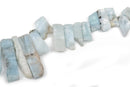 BLUE AQUAMARINE Gemstone Stick Beads, 3/4" to 1-3/4" polished rough natural gemstone, full strand, about 36 beads,  gaq0007