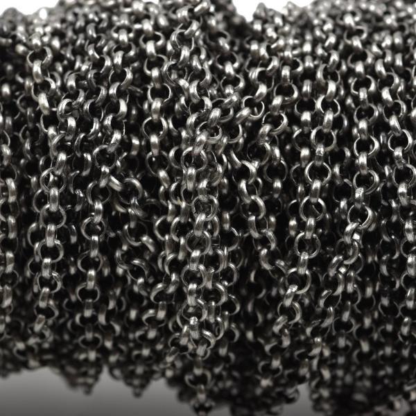 10 yards Gunmetal Rolo Chain, Round Rolo Links are 3mm, fch0500b