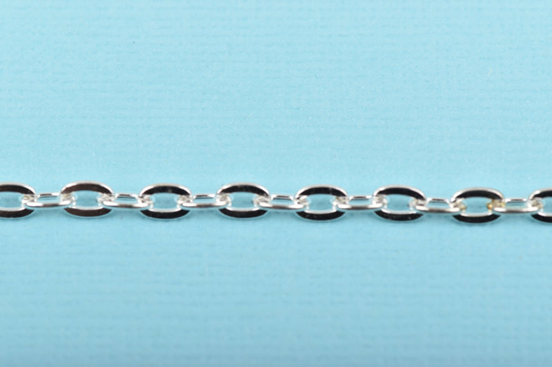1 yard Silver Plated Oval Link Chain, Flat Oval Links are 6x3.5mm, fch0502