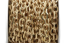 1 yard Light Gold Plated Cable Chain, Oval Links are 9x6mm unsoldered, half textured design, fch0504