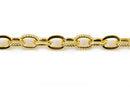 1 yard Bright Gold Plated Cable Chain, Oval Links are 9x6mm unsoldered, half textured design, fch0505
