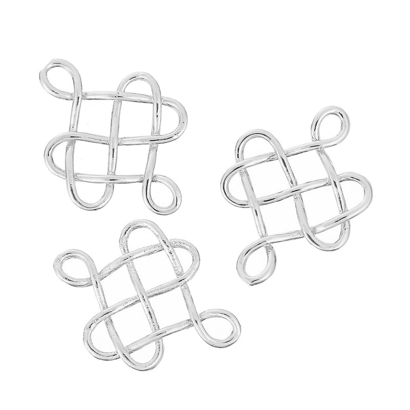 3 Silver Celtic Knot Charm Pendants, Infinity Knot Charms, Connector Links, 24x18mm, chs2715