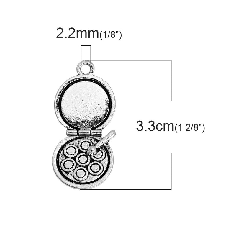 5 MAKEUP COMPACT Charm Pendants, Fashion and Beauty Charms, 33x16mm, chs2716