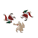 5 CHRISTMAS SANTA Claus Charms or Pendants, Santa with Tree Gold Plated with enamel and rhinestone accents, 24x23mm, chg0525