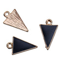 10 Gold Plated ARROWHEAD TRIANGLE Pendants Charms, black enamel, gold plating, chg0527
