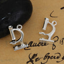 5 MICROSCOPE SCIENCE Charms, Microbiology Charms, Silver Tone Pewter Pendants, 19x12mm, chs2718