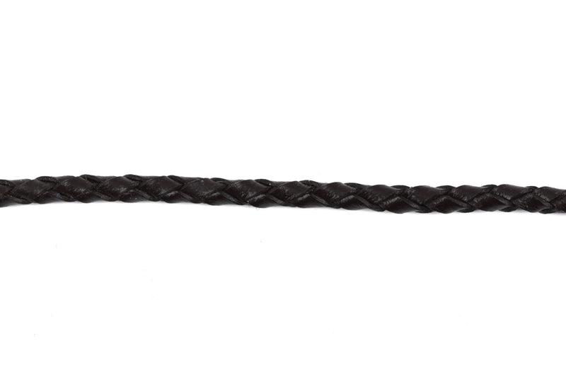 3mm BROWN Round Braided Licorice Leather, European Leather Cord, flexible, 1 yard (3 feet), Lth0008