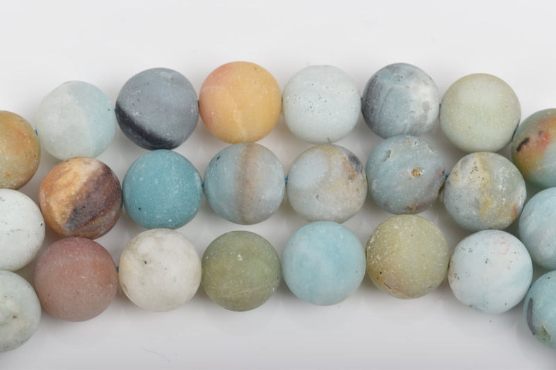 10mm AMAZONITE Round Gemstone Beads, FROSTED Matte Beads, full strand, about 37 beads, gaz0016