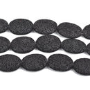 26x20mm BLACK LAVA Beads, OVAL perfume diffuser beads, essential oil beads, aromatherapy lava stone beads, full strand, 15 beads glv0023