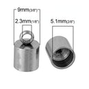 10 Stainless Steel End Caps for Kumihimo Jewelry, Leather Cord End Connectors, Bails, Bead Caps, Fits up to 5mm cord, fin0631