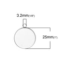 10 Stainless Steel Round Circle CABOCHON SETTING Bezel Frame Charm Pendants, Silver (fits 25mm cabs), chs2722