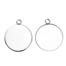10 Stainless Steel Round Circle CABOCHON SETTING Bezel Frame Charm Pendants, Silver (fits 25mm cabs), chs2722