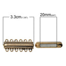 2 MAGNETIC Antique Gold Brass 6-strand Lock Connector Clasps, 33x14mm, for Multi Strand Bracelets and Necklaces, fcl0214