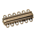 2 MAGNETIC Antique Gold Brass 6-strand Lock Connector Clasps, 33x14mm, for Multi Strand Bracelets and Necklaces, fcl0214