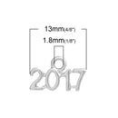 10 Silver 2017 Graduation Charm Pendants, 13x8mm, chs2725