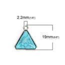 5 TRIANGLE Charm Pendants, triangle faux turquoise cabochon, silver metal, 19x18mm, chs2731