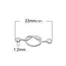 10 Silver Metal SQUARE KNOT Charm Pendants, double-hole connector links, 23x8mm, chs2736