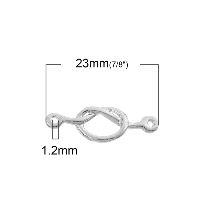 10 Silver Metal SQUARE KNOT Charm Pendants, double-hole connector links, 23x8mm, chs2736