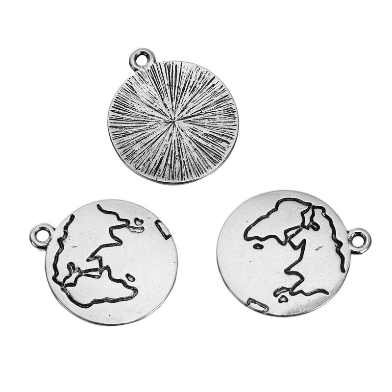 10 GLOBE Charm Pendants, world travel charms charms, Africa Asia map charms, 23x20mm, chs2739