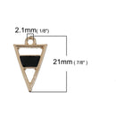 5 Gold Plated ARROWHEAD TRIANGLE Pendants Charms, black enamel, gold plating, 21x13mm, chg0540
