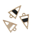 5 Gold Plated ARROWHEAD TRIANGLE Pendants Charms, black enamel, gold plating, 21x13mm, chg0540