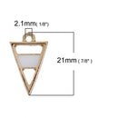 5 Gold Plated ARROWHEAD TRIANGLE Pendants Charms, white enamel, gold plating, 21x13mm, chg0530