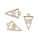 5 Gold Plated ARROWHEAD TRIANGLE Pendants Charms, white enamel, gold plating, 21x13mm, chg0530