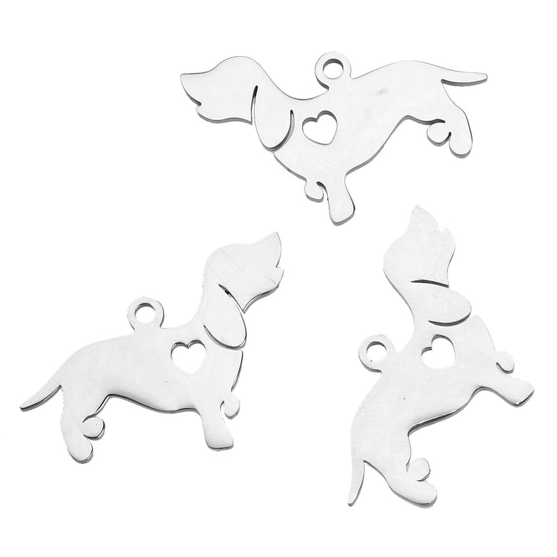 2 Stainless Steel BASSET HOUND or DACHSHUND Charm Pendants, Dog Shape Charms, Metal Stamping Blanks 29x23mm, 15 gauge, chs2657