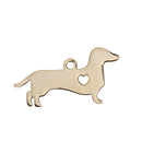 2 GOLD Stainless Steel DACHSHUND Charm Pendants, Dog Shape Charms, Design Metal Stamping Blanks 30x16mm, 15 gauge, Chg0480