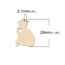 2 GOLD Stainless Steel CAT Charm Pendants, Dog Shape Charms, Design Metal Stamping Blanks 29x20mm, 15 gauge, chg0482