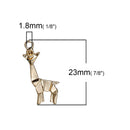 5 Gold ORIGAMI GIRAFFE Charms, Bright Gold Plated Pendants, 23x13mm, chg0476